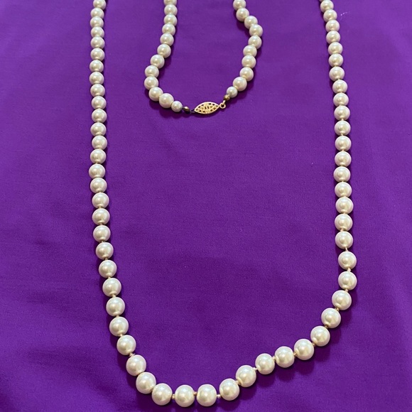 Macy's Jewelry Faux White Pearl Necklace Really Long Looks Real
